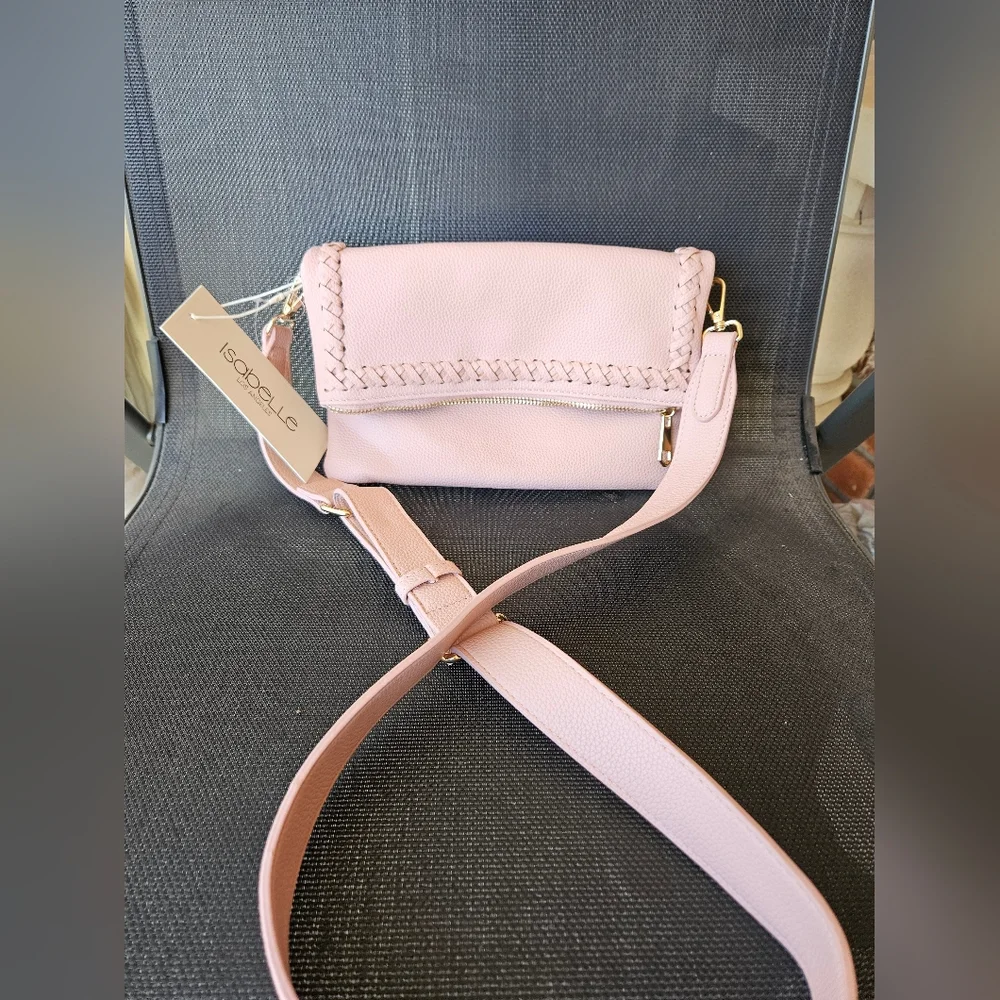 Isabelle Los Angeles Pink Leather Clutch Crossbody Bag - Picture 1 of 8